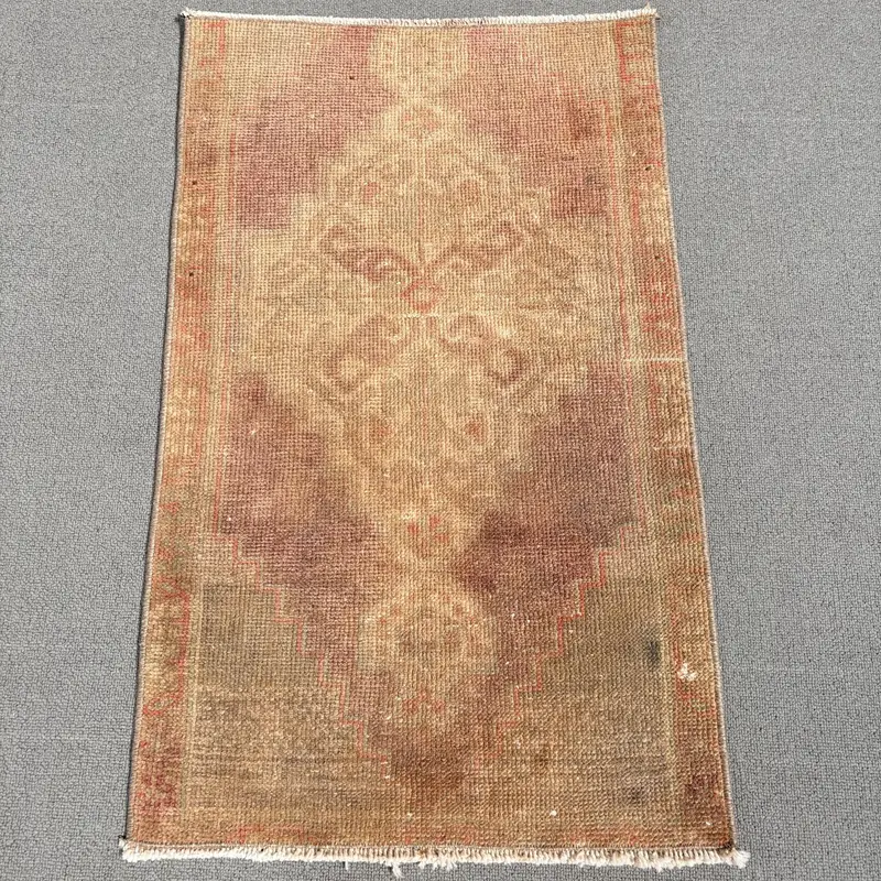 Brown Ombré Rug, 0.1x2.8 ft with Pink Accents