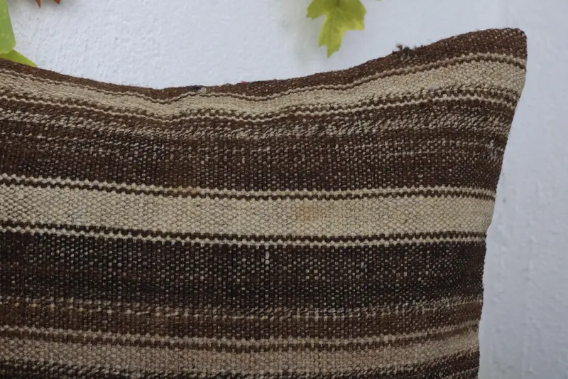 Cushion, 16x16 Brown Pillow Case, Handwoven Pillow Cover Pillow, Vintage Kilim Throw Pillow, Turkish Kilim Pillow, Boho Pillow Sham Cover - 5