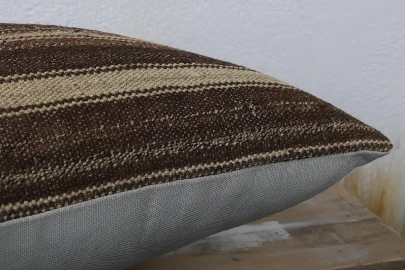Cushion, 16x16 Brown Pillow Case, Handwoven Pillow Cover Pillow, Vintage Kilim Throw Pillow, Turkish Kilim Pillow, Boho Pillow Sham Cover - 6