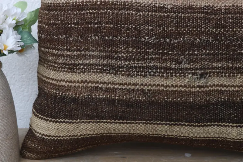 Cushion, 16x16 Brown Pillow Case, Handwoven Pillow Cover Pillow, Vintage Kilim Throw Pillow, Turkish Kilim Pillow, Boho Pillow Sham Cover - 3