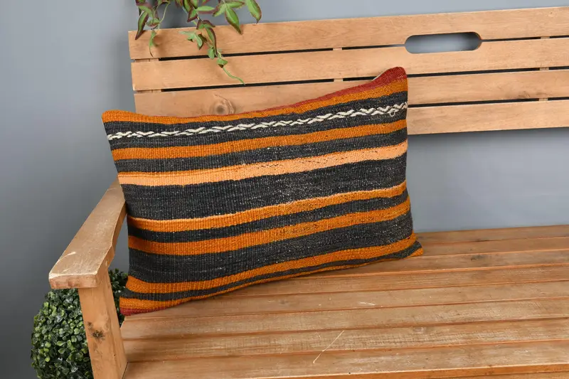 Pillow for Sofa, Boho Pillow, Anatolian Cushion Case, Boho Pillow Sham Cover, 16x24 Orange Cushion Cover, Outdoor Bolster Cushion, Pillow Case - 1