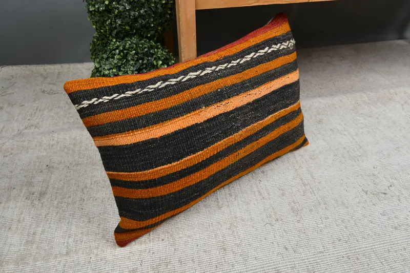Pillow for Sofa, Boho Pillow, Anatolian Cushion Case, Boho Pillow Sham Cover, 16x24 Orange Cushion Cover, Outdoor Bolster Cushion, Pillow Case - 7