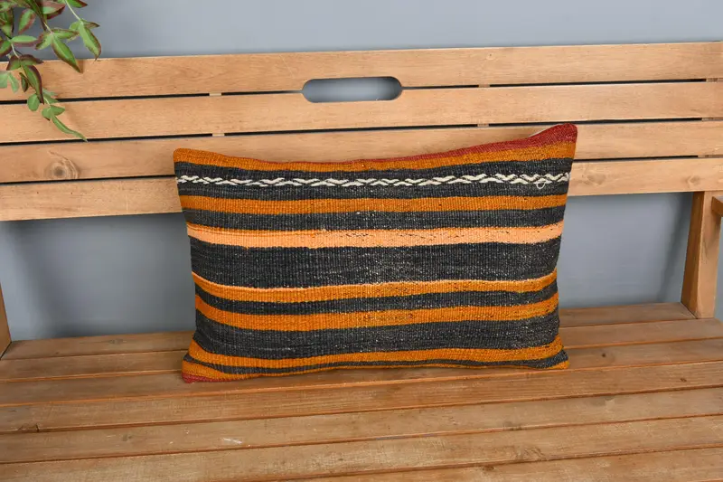 Pillow for Sofa, Boho Pillow, Anatolian Cushion Case, Boho Pillow Sham Cover, 16x24 Orange Cushion Cover, Outdoor Bolster Cushion, Pillow Case - 6