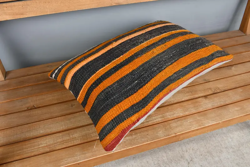 Pillow for Sofa, Boho Pillow, Anatolian Cushion Case, Boho Pillow Sham Cover, 16x24 Orange Cushion Cover, Outdoor Bolster Cushion, Pillow Case - 2