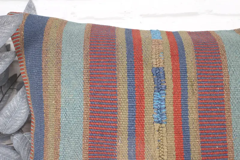 Vintage Kilim Throw Pillow, Pillow for Sofa, 20x28 Blue Pillow Cover, Home Decor Pillow, Cushion, Morroccon Kilim Cushion Pillow - 2