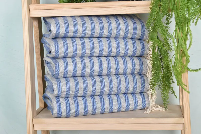 Bridesmaid Personalized Blue Cotton Towel Striped, 36x71 Inches