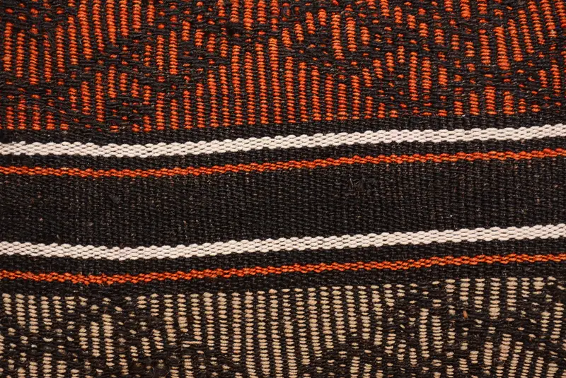 Orange & Brown Geometric Embroidered Pillow, 16x24 Inches Size - 3