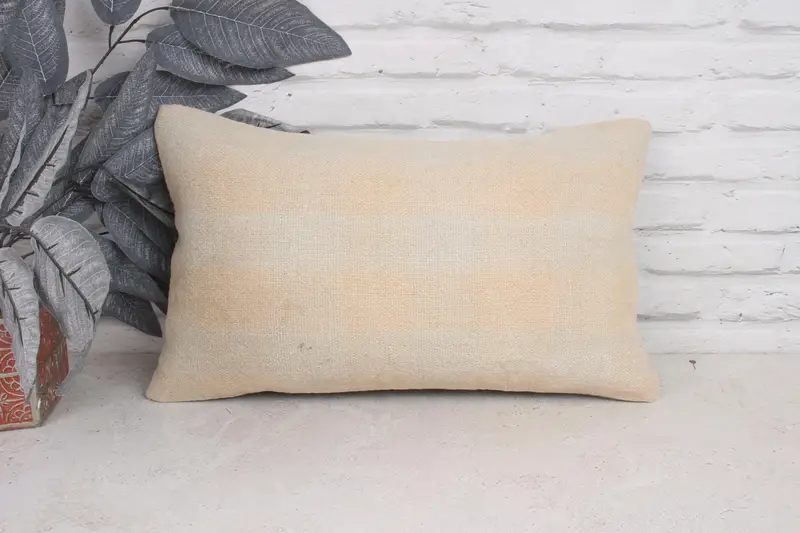 12x20 Beige Cushion Cover, Pillow, Pillow for Sofa, Ethnical Kilim Rug Pillow, Rustic Cushion Cover, Seat Pillow, Traditional Cushion, Kilim Pillow - 1