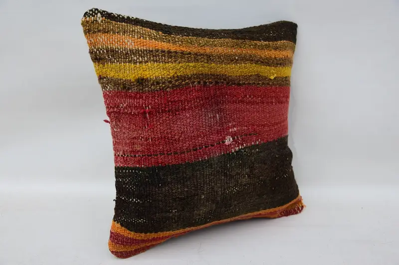 Ottoman Pillow Case, 12x12 Red Cushion Cover, Gift Pillow, Turkish Pillow, Chair Cushion Case, Tribal Cushion Cover, Kilim Cushion Sham, Pillow - 2