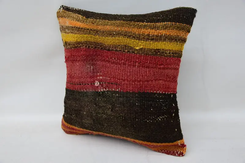 Ottoman Pillow Case, 12x12 Red Cushion Cover, Gift Pillow, Turkish Pillow, Chair Cushion Case, Tribal Cushion Cover, Kilim Cushion Sham, Pillow - 3