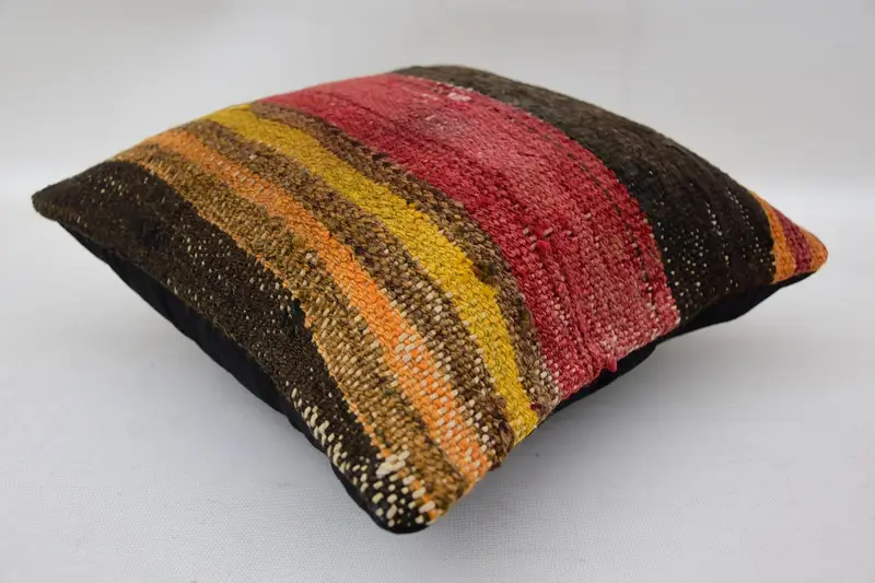 Ottoman Pillow Case, 12x12 Red Cushion Cover, Gift Pillow, Turkish Pillow, Chair Cushion Case, Tribal Cushion Cover, Kilim Cushion Sham, Pillow - 6