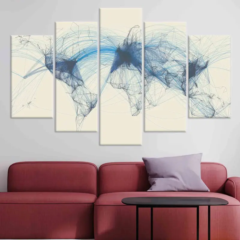 Flight Routes World Map, Canvas Wall Art, Air Traffic Flight Wall Art, Aviation Map Canvas, Abstract Map Wall Art, Custom Wall Art, - 5