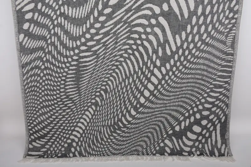 Custom Beach Towel Organic Cotton Black Patterned, 67x36 Inches