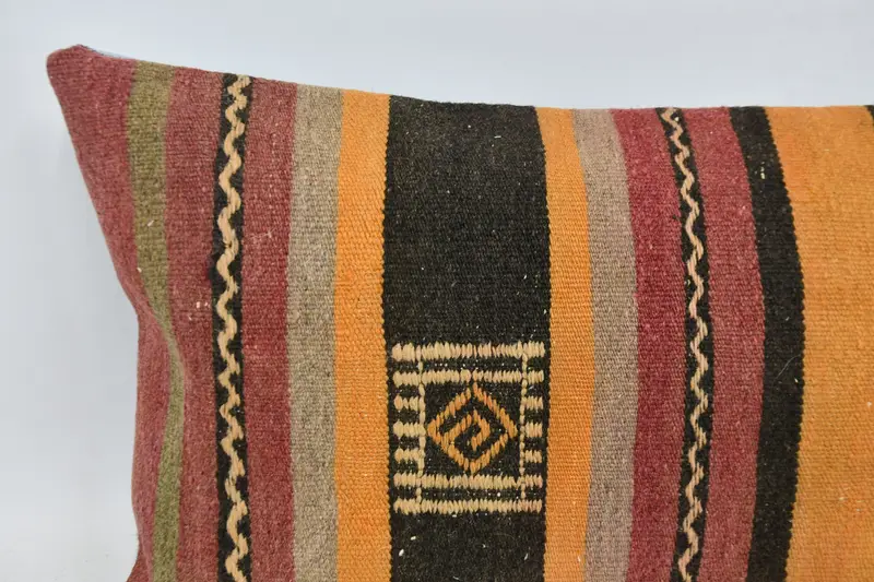 Farmhouse Pillow Case, Antique Pillows, Ethnic Cushion Case, Pillow Cover, 16x48 Red Pillow, Boho Pillow, Tribal Pillow Cover, Kilim Pillow Cover - 2