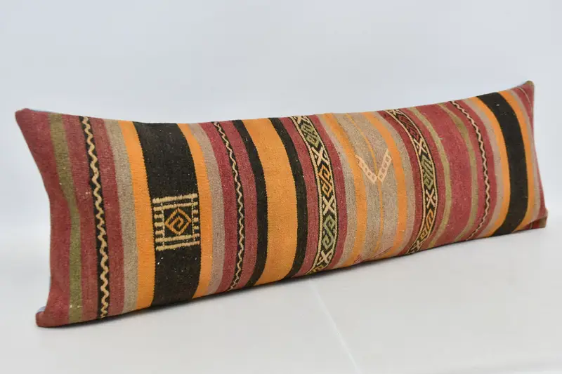 Farmhouse Pillow Case, Antique Pillows, Ethnic Cushion Case, Pillow Cover, 16x48 Red Pillow, Boho Pillow, Tribal Pillow Cover, Kilim Pillow Cover - 3