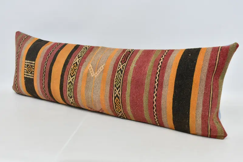 Farmhouse Pillow Case, Antique Pillows, Ethnic Cushion Case, Pillow Cover, 16x48 Red Pillow, Boho Pillow, Tribal Pillow Cover, Kilim Pillow Cover - 4