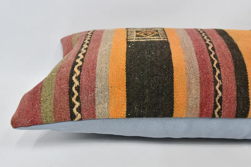Farmhouse Pillow Case, Antique Pillows, Ethnic Cushion Case, Pillow Cover, 16x48 Red Pillow, Boho Pillow, Tribal Pillow Cover, Kilim Pillow Cover - 6