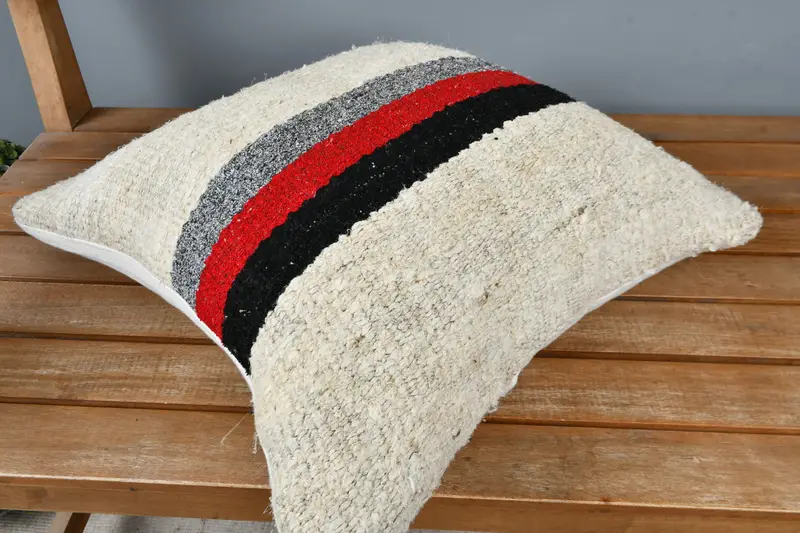 Antique Pillows, Handmade Pillow Case, Turkish Kilim Pillow, Anatolian Cushion, 16x16 White Pillow Cover, Pillow Sham, Throw Kilim Pillow - 2