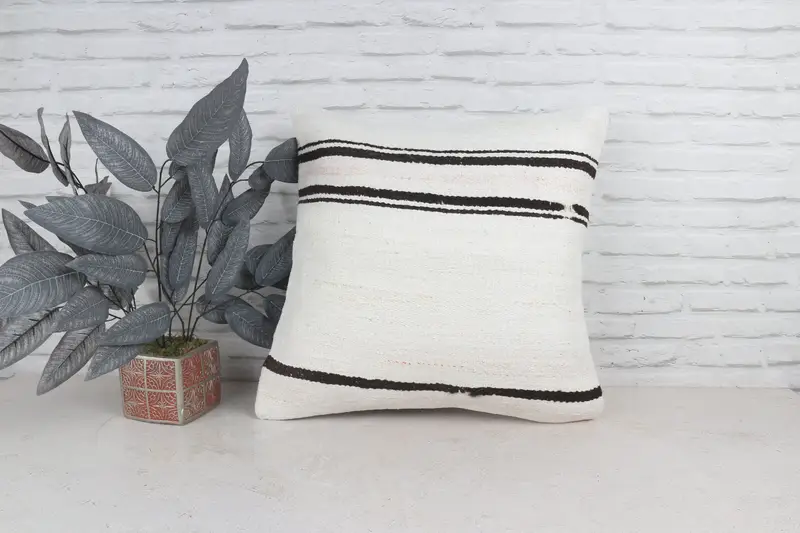 Antique Pillows, Boho Pillow Sham Cover, Outdoor Throw Cushion Cover, 22x22 White Cushion Case, Oriental Cushion Cover, Turkish Pillow, Pillow Cover - 1