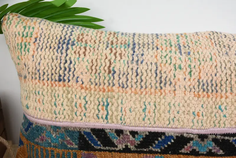 Ethnical Kilim Rug Pillow, 12x48 Beige Pillow, Pillow Cover, Home Decor Pillow, Vintage Pillow, Decorative Bolster Pillow Case - 2