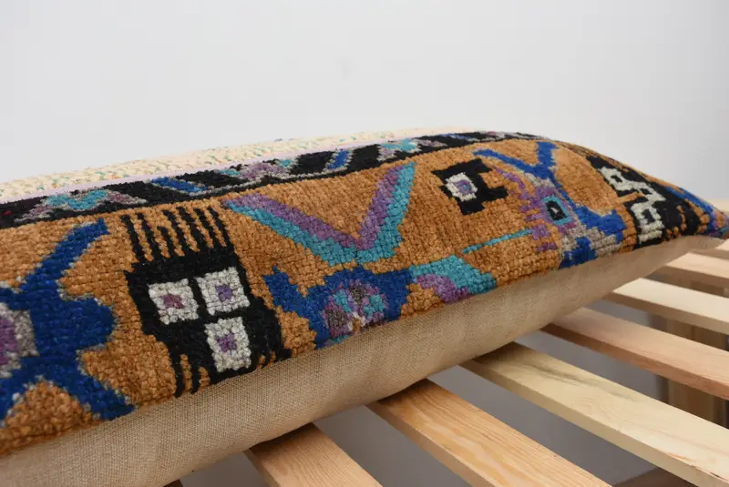 Ethnical Kilim Rug Pillow, 12x48 Beige Pillow, Pillow Cover, Home Decor Pillow, Vintage Pillow, Decorative Bolster Pillow Case - 7