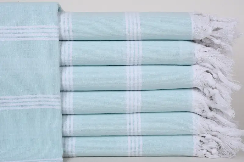 刺繍ビーチタオル、ミントタオル、ストライプタオル、30x73インチ - 1
