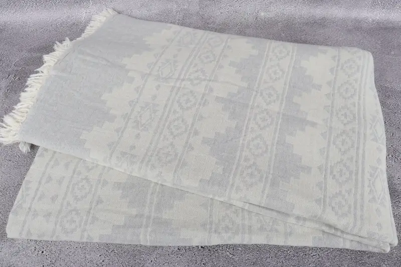 Bridal Shower Gift, 92x80 Cotton Kilim Towel, Woven Throw Blanket, Housewarming Gift, Gift For Boyfriend, Shower Curtain, Beach Theme Wedding Gift - 6