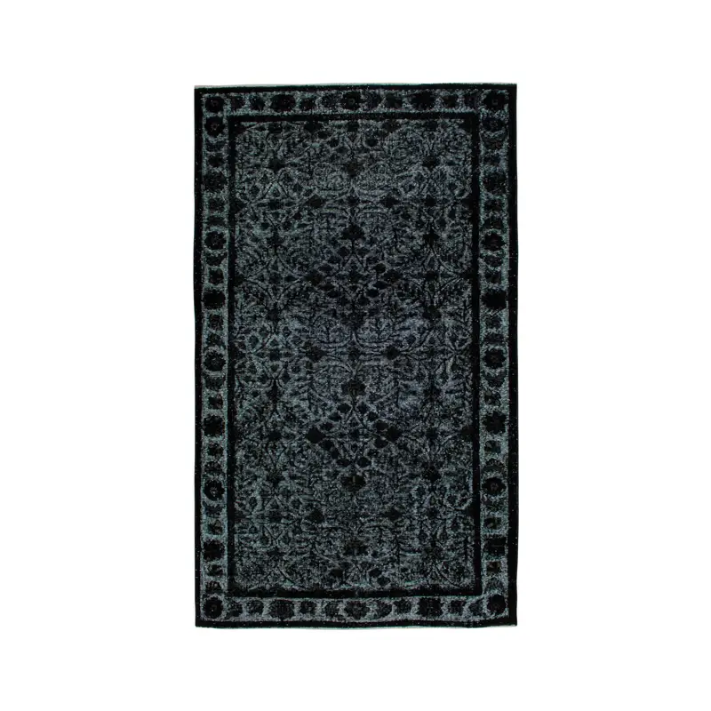 Vintage Turkish Rug 5.5x9.4 ft, Oushak Black Southwestern Wool Rug - 1
