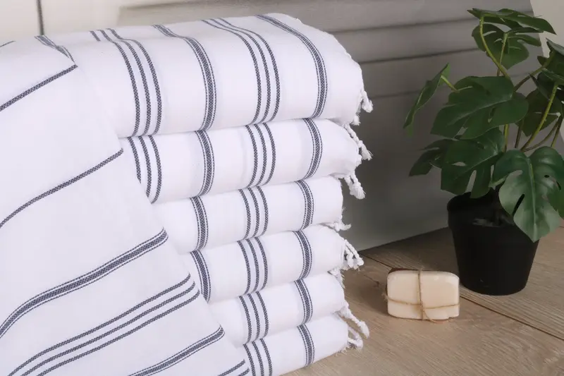 Regalos de dama de honor, monograma de toalla turca, toalla de spa, ideas de regalos de boda, toalla de mano personalizada, toalla de cocina de monograma, toalla a rayas de algodón 40x24 - 1