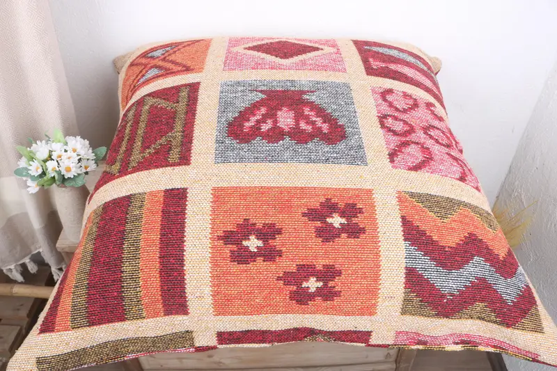 Boho Pillow Sham Cover, 32x32 Red Cushion, Cozy Throw Pillow Sham, Pillow Sham, Vintage Kilim Pillow, Pillow for Sofa, Outdoor Pillow Sham - 7