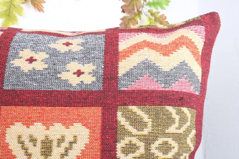 Boho Pillow Sham Cover, 32x32 Red Cushion, Cozy Throw Pillow Sham, Pillow Sham, Vintage Kilim Pillow, Pillow for Sofa, Outdoor Pillow Sham - 5
