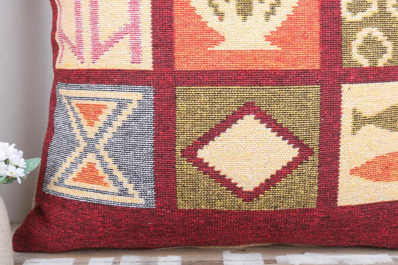 Boho Pillow Sham Cover, 32x32 Red Cushion, Cozy Throw Pillow Sham, Pillow Sham, Vintage Kilim Pillow, Pillow for Sofa, Outdoor Pillow Sham - 3