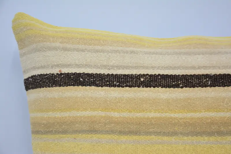 Pillow Case, Turkish Kilim Pillow, Handmade Kilim Cushion, Christmas Cushion, Boho Pillow Sham Cover, 20x28 Yellow Cushion, Colorful Pillow - 2