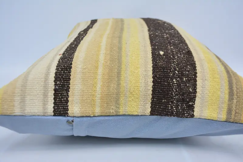 Pillow Case, Turkish Kilim Pillow, Handmade Kilim Cushion, Christmas Cushion, Boho Pillow Sham Cover, 20x28 Yellow Cushion, Colorful Pillow - 6