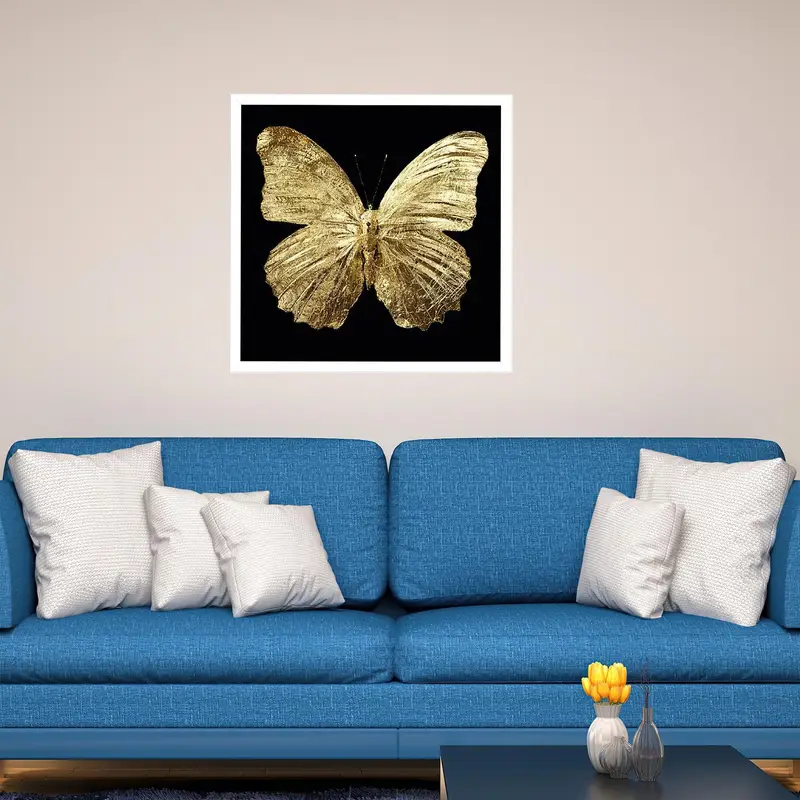 Modern Luxury Butterfly Printed Glass: Gold Accents, Elegant Design