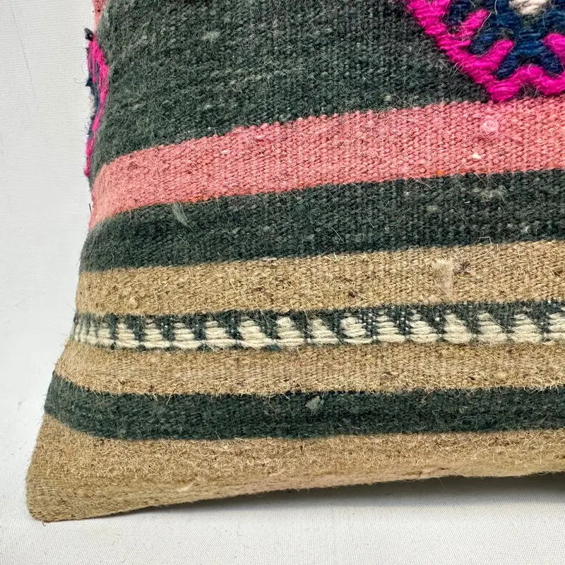 Pillow Sham, 16x16 Beige Cushion Case, Kilim Pillow, Bohemian Cushion Cushion Cover, Ethnical Kilim Rug Pillow, Interior Designer Pillow - 4