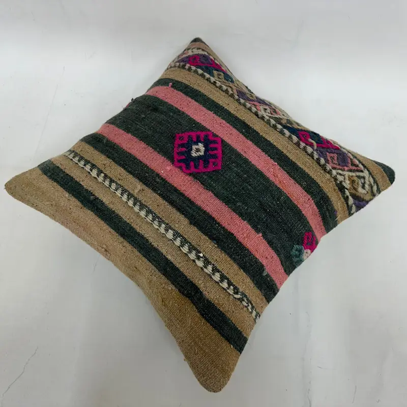 Pillow Sham, 16x16 Beige Cushion Case, Kilim Pillow, Bohemian Cushion Cushion Cover, Ethnical Kilim Rug Pillow, Interior Designer Pillow - 6