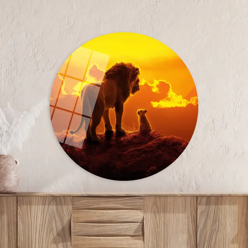 Modern Lion Photo Farmhouse Canvas: Elegant Orange Decor Print