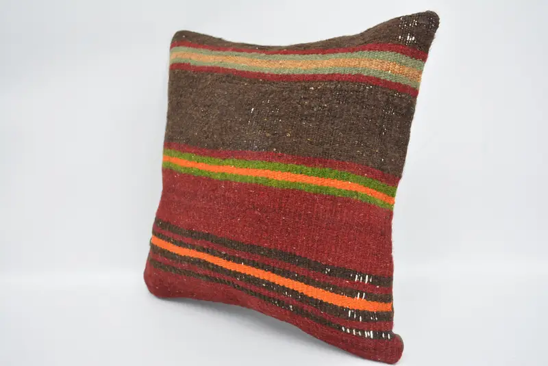 Kilim Cushion Sham, Home Decor Pillow, Sofa Cushion Cover, Pillow for Sofa, 16x16 Brown Pillow Cover, Pillow Cover, Cozy Throw Cushion Case - 4