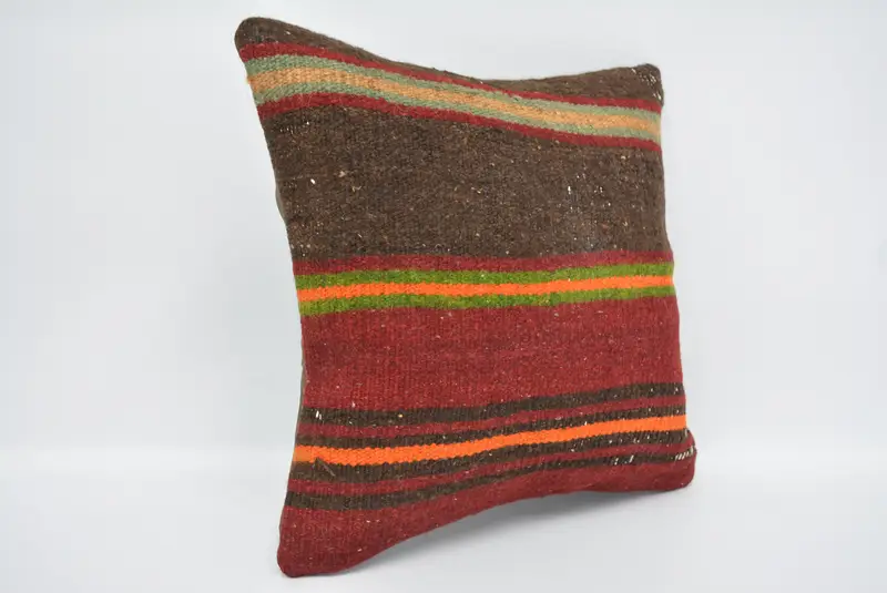 Kilim Cushion Sham, Home Decor Pillow, Sofa Cushion Cover, Pillow for Sofa, 16x16 Brown Pillow Cover, Pillow Cover, Cozy Throw Cushion Case - 3
