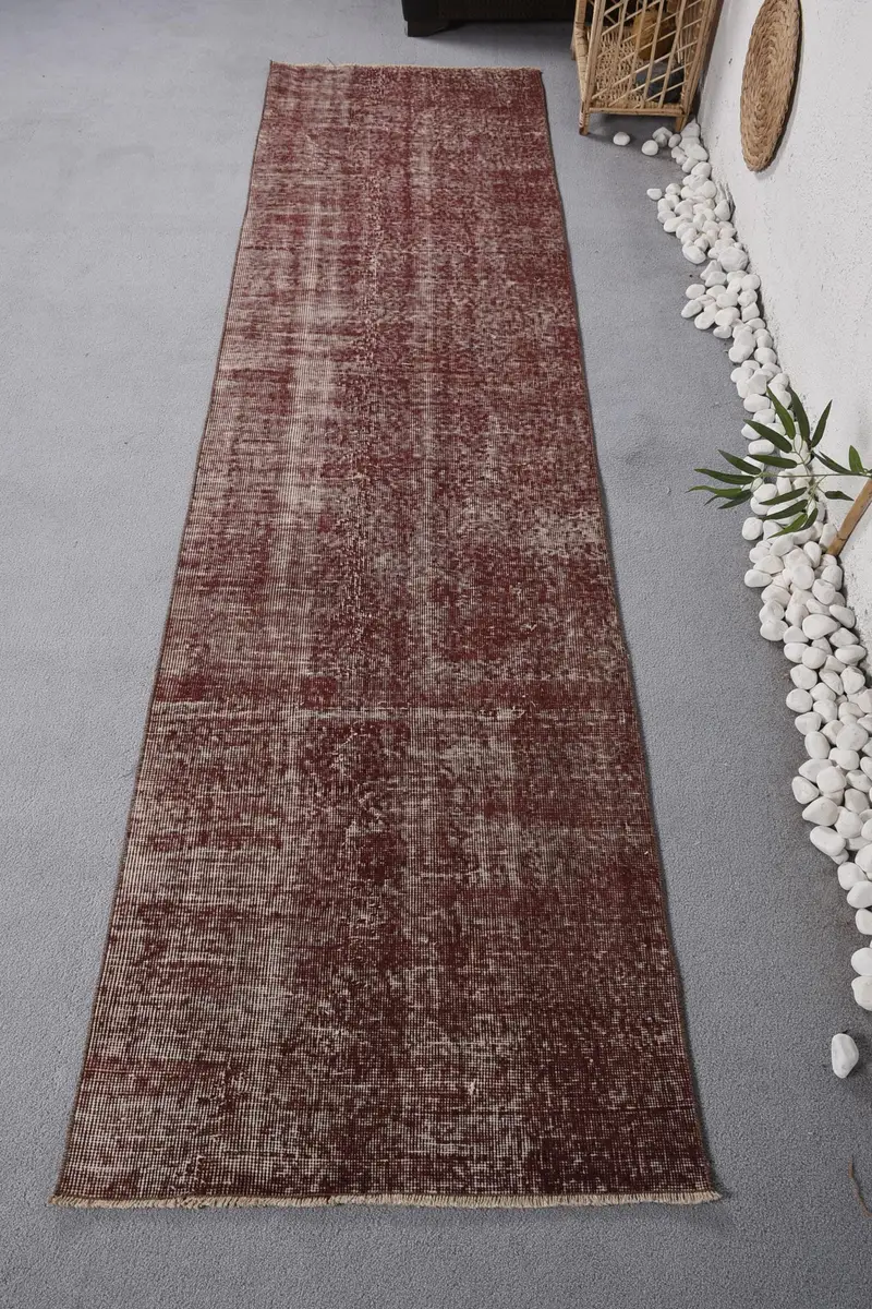 Mor Soyut Halı, 2,6x9,9 ft Zarif Dekor