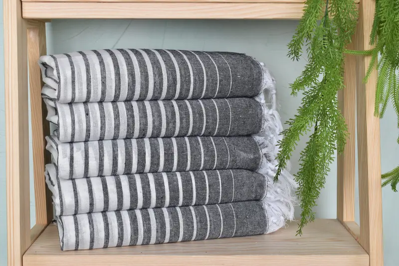 Thin towel, Lightweight Turkish towel, Family Gift Basket, Housewarming Gift, Valentines Gift, 70x40 Cotton Striped Towel, Beach Towel Bulk - 2