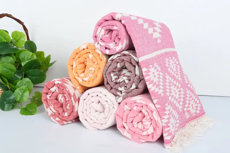 Cotton towel, 70x36 Cotton Kilim Towel, Bridal Shower Favor, Handmade Turkish hammam towel, Gift For Him, Beach towel, Turkish bath towel for spa - 5