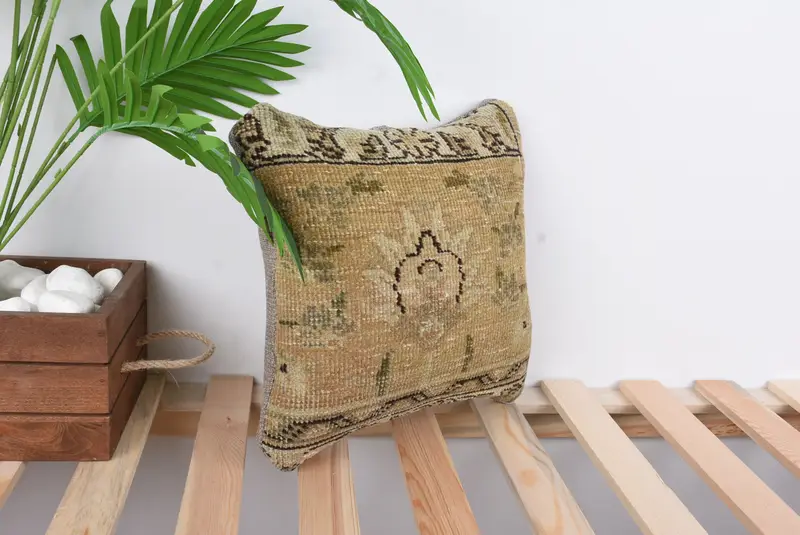 Home Decor Pillow, Christmas Cushion Case, Throw Kilim Pillow, 12x12 Brown Cushion, Floor Cushion, Ethnical Kilim Rug Pillow, Cotton Pillow, Cushion - 4