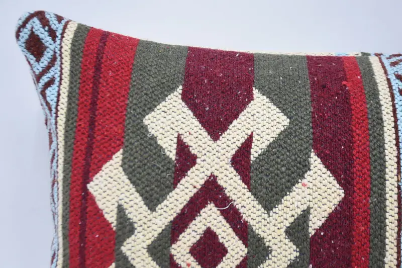 Ethnic Pillow Cover Pillow Case, Turkish Corner Cushion Case, Boho Pillow, Vintage Kilim Pillow, 12x24 Red Pillow Sham, Cushion, Pillow for Couch - 2