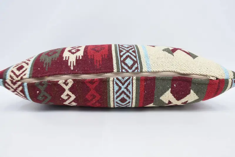 Ethnic Pillow Cover Pillow Case, Turkish Corner Cushion Case, Boho Pillow, Vintage Kilim Pillow, 12x24 Red Pillow Sham, Cushion, Pillow for Couch - 6