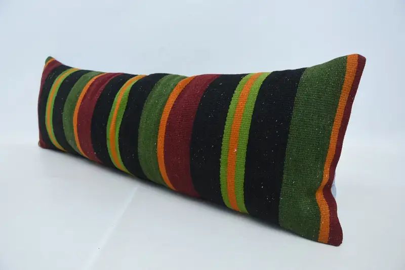 Decorative Cushion, Vintage Kilim Pillow, Sofa Bolster Cushion, Turkish Kilim Pillow, Vintage Kilim Throw Pillow, Pillow Sham, 12x36 Brown Pillow - 4