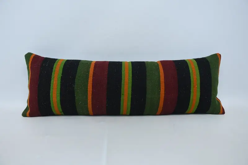 Decorative Cushion, Vintage Kilim Pillow, Sofa Bolster Cushion, Turkish Kilim Pillow, Vintage Kilim Throw Pillow, Pillow Sham, 12x36 Brown Pillow - 2