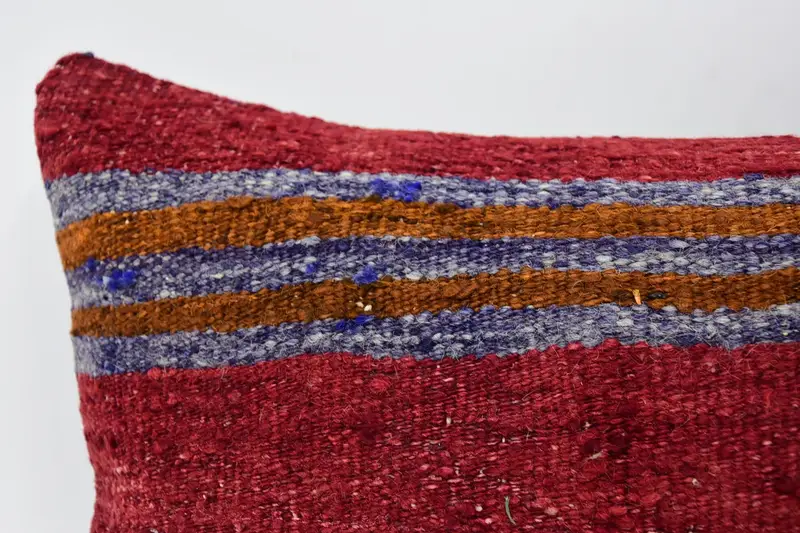 Vintage Kilim Pillow, 12x24 Red Cushion, Pillow Sham, Boho Pillow Sham Cover, Pillow for Sofa, Armchair Pillow Sham, Bolster Throw Pillow Case - 2