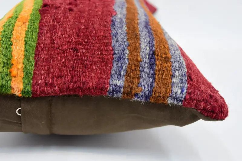Vintage Kilim Pillow, 12x24 Red Cushion, Pillow Sham, Boho Pillow Sham Cover, Pillow for Sofa, Armchair Pillow Sham, Bolster Throw Pillow Case - 5